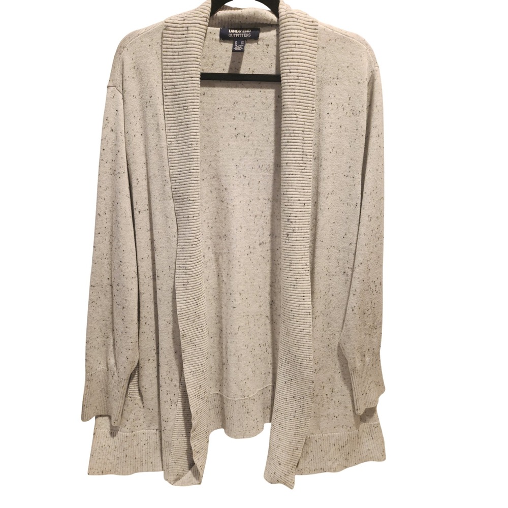 Lands End Outfitters Speckled Cardigan Heather Oatmeal 2X Cozy Granola Girl